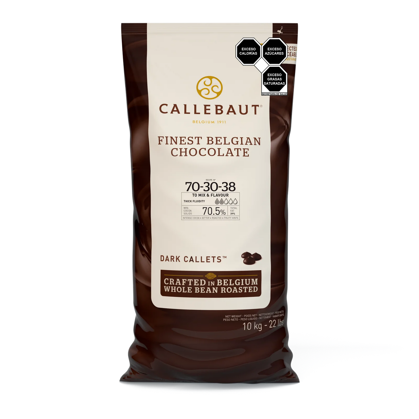 Chocolate amargo Callebaut belga con 70.5% cacao